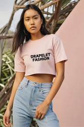 Women's Drapelet Fashion Light Baby Pink Crop Top
